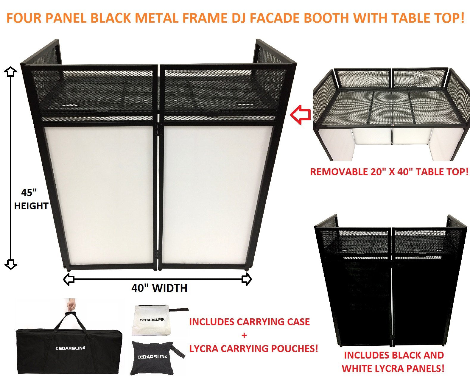BEAST-7 DJ Event Facade White/Black Scrim Metal Frame Booth + 20