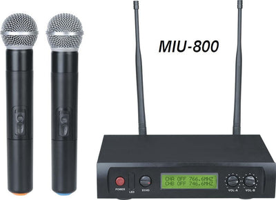 MIU-800 Professional Dual UHF Wireless Microphone System With Echo Control