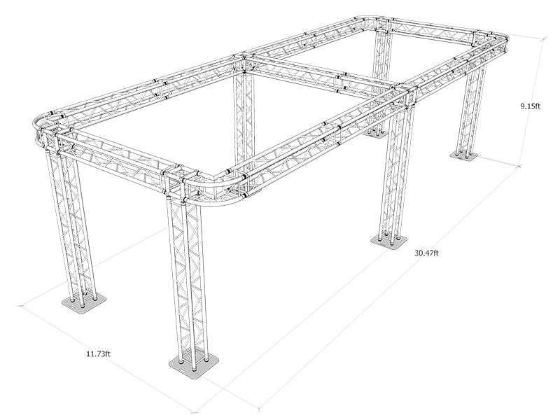 9.2 ft. High x 30.5 ft. Width x 11.7 ft. Length Arch Truss