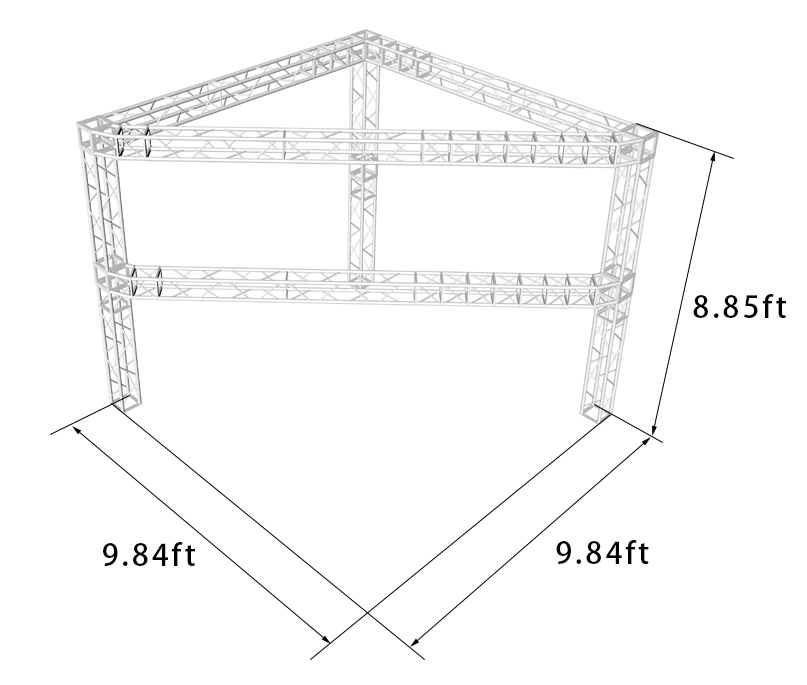 Trade Show Booth Trusses DJ Stage 9.8ftx9.8ftx9ft Aluminum Box Truss Exhibition