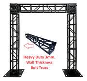 9.28 ft  Height X 8.7 ft Width Black Aluminum 300mm x 300mm. Box Bolt Arch Truss ULTRA Heavy Duty Bolt Connections