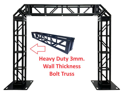 7.9 ft  Height X 9.2 ft Width Black Aluminum 300mm x 300mm. Box Bolt Arch Truss ULTRA Heavy Duty Bolt Connections