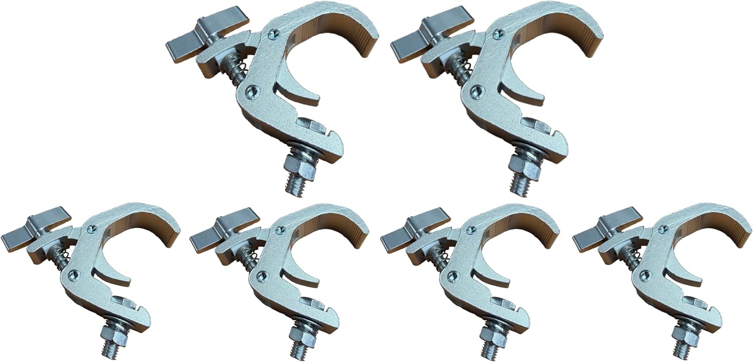 Cedarslink Aluminum Light Truss Clamp 6 Pack, 1.18" to 2" Pipe Fit, 330lb Load for DJ Professional Audio
