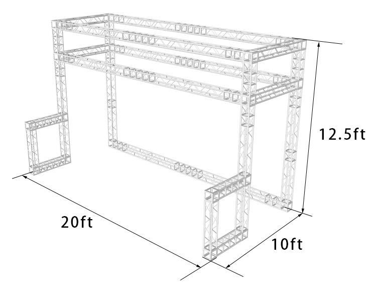 Trade Show Booth Trusses DJ Stage 20ftx10ftx12.5ft Aluminum Box Truss Exhibition