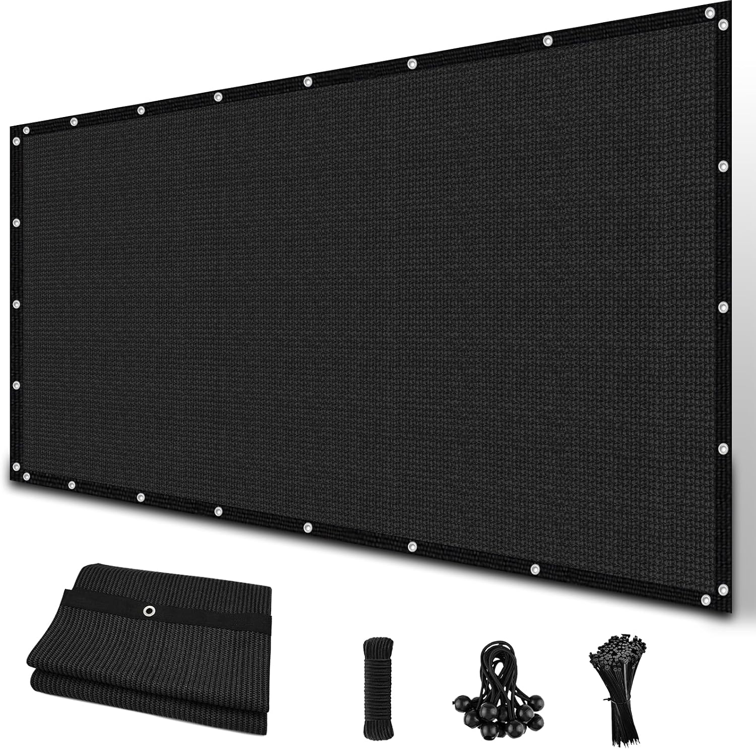 Truss Shade Cloth — 90% UV Block HDPE Privacy Mesh with Grommets & Ropes