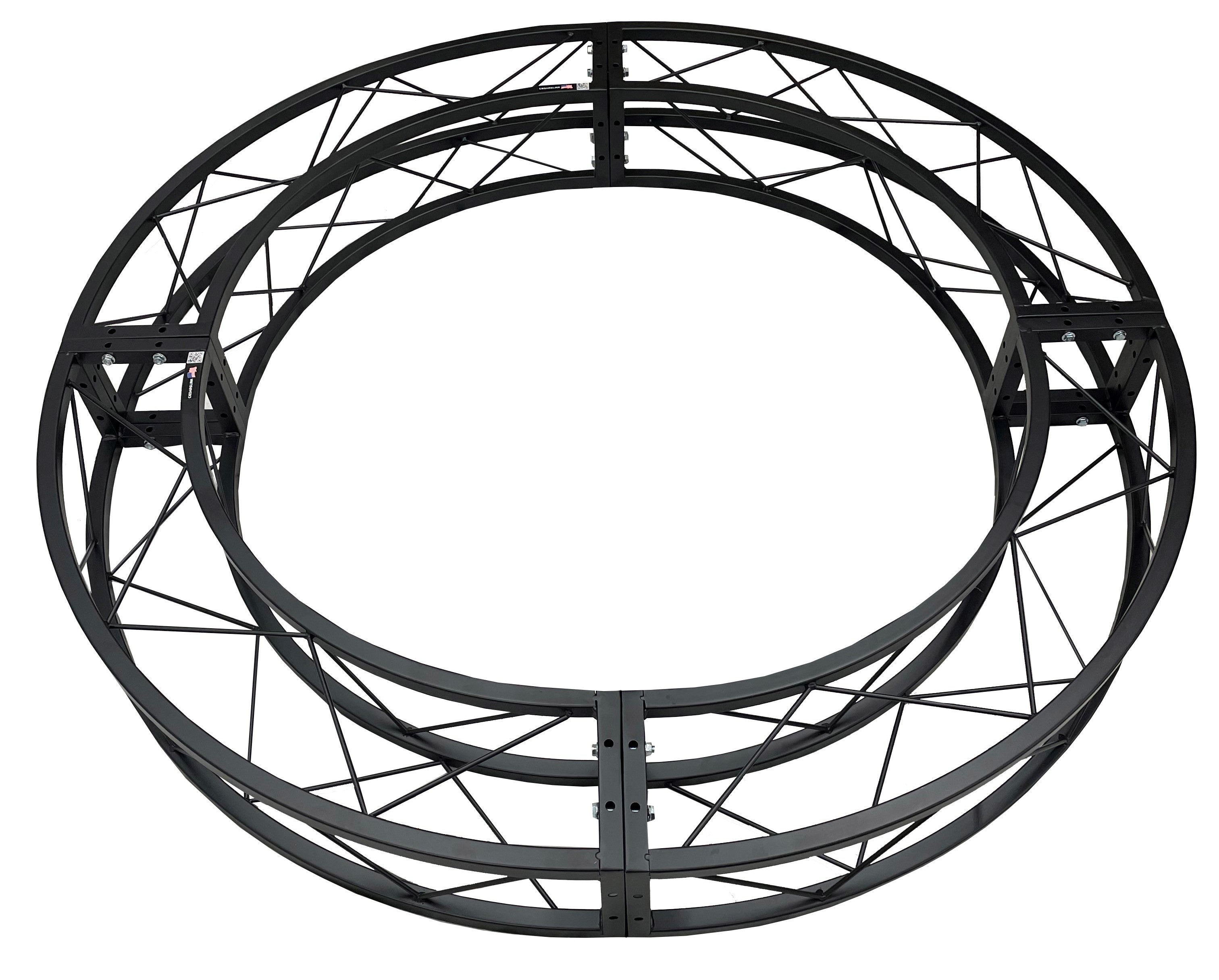 5 ft Diameter Circle Circular Black Square Truss 1" Square Piping 8" Width DJ PA