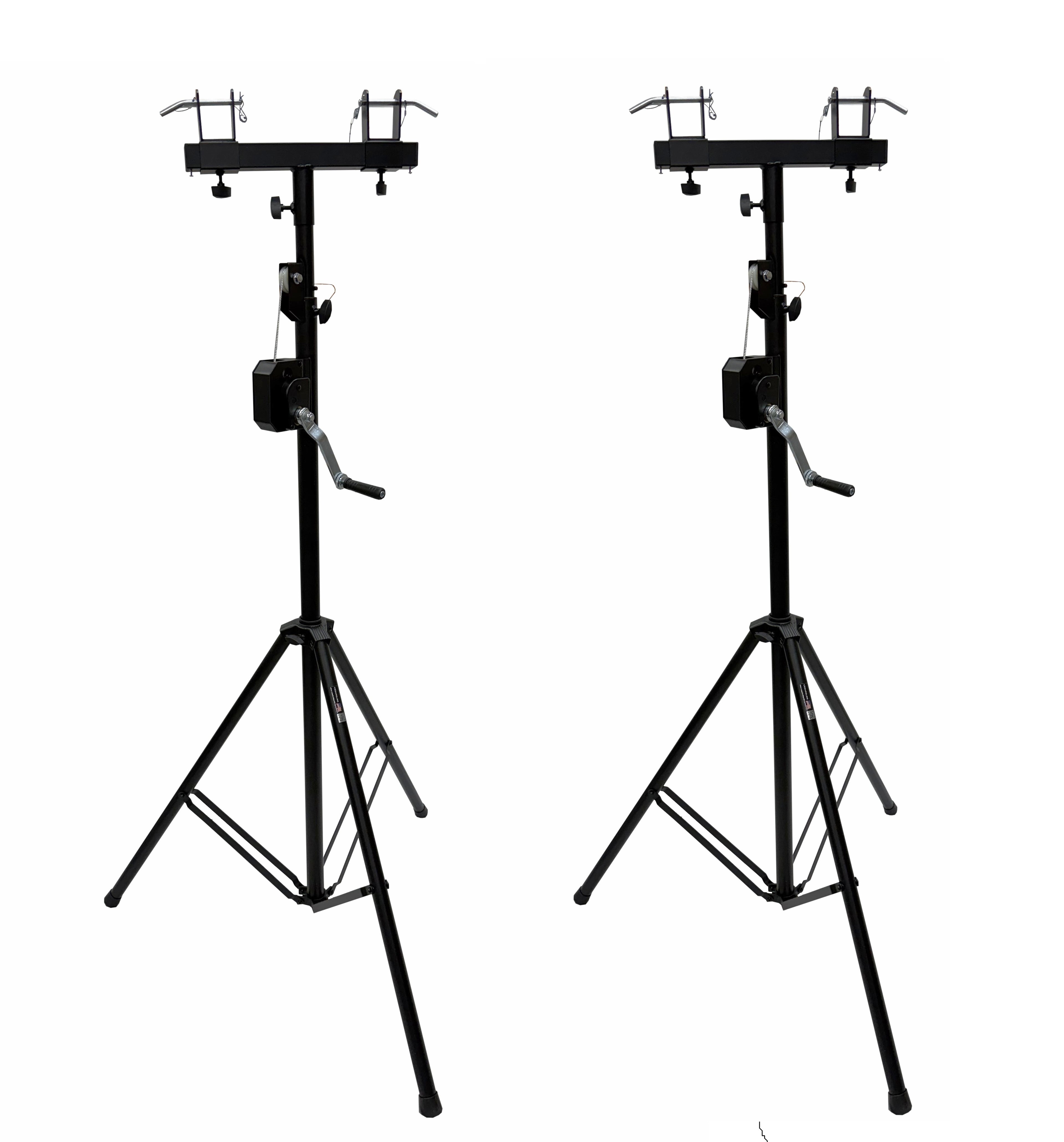 (2) LK-T15 DJ Pro Lighting 10 Foot Crank Light Stand & (2) Square Truss T-Bar Adapter