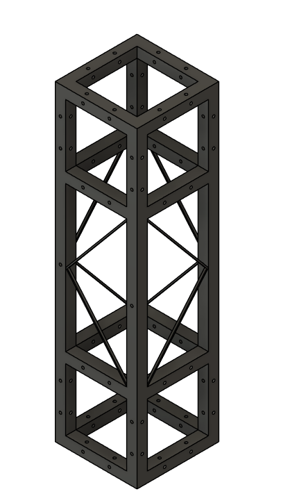 3D MODEL - LK-2075 30" Length Square 8"x8" Black Trussing Box Truss Section Bolt