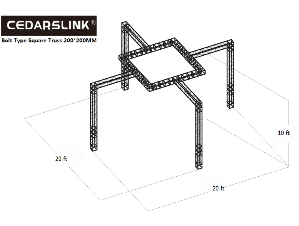 (RENTAL) 20x20 Ft Bolt-Type Square Truss Booth System – 200x200mm, 10 Ft Height | CedarsLink
