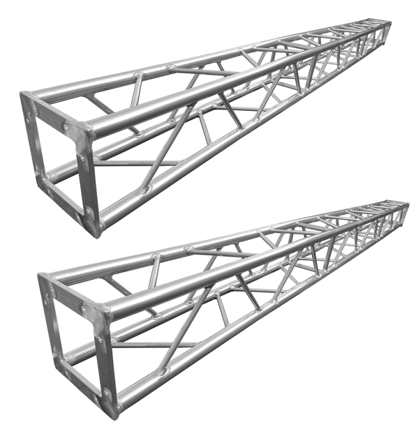 Two (2) STA-B2.5 8.2 ft. (2.5 Meter) Square Aluminum 8"x8" Bolted Type Trussing Segment Section
