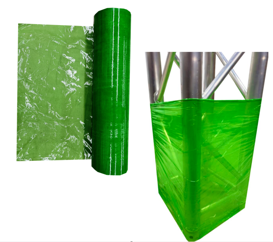 Green Gloss Truss Wrapping Film – 20" x 1000 ft Roll for Event & Stage Design