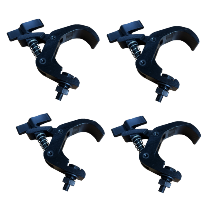 Cedarslink BLACK Aluminum Light Truss Clamp 4Pack, 1.18" to 2" Pipe Fit, 330lb Load for DJ Professional Audio, Theatrical Rig & Event Setup