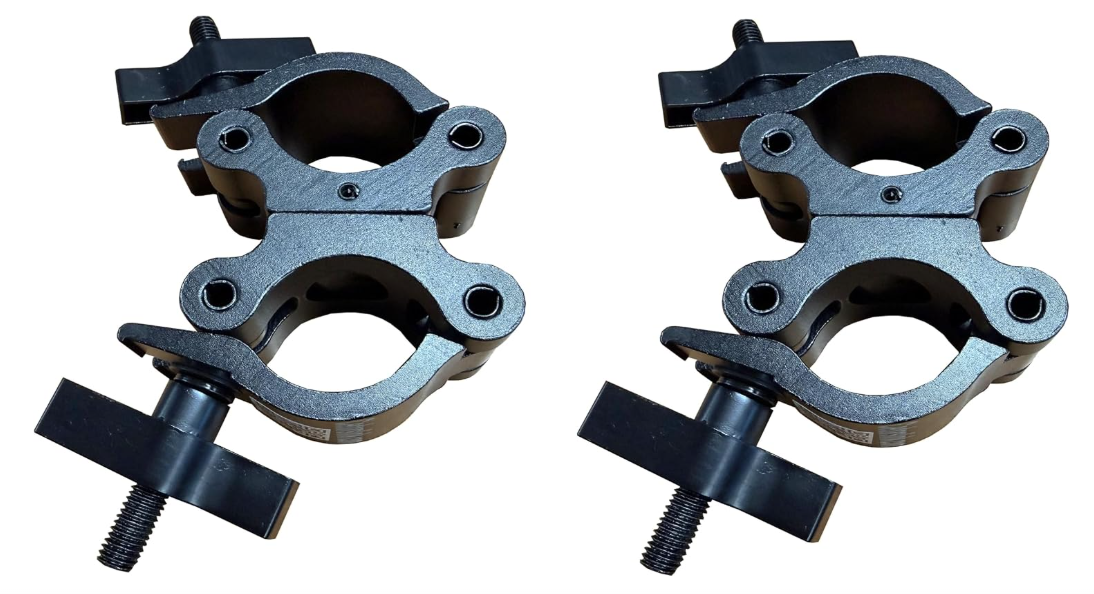 (2) Cedarslink Double Swivel Truss Clamp – Black 360° Dual-Coupler, Fits 48-51mm (2") Truss Tube