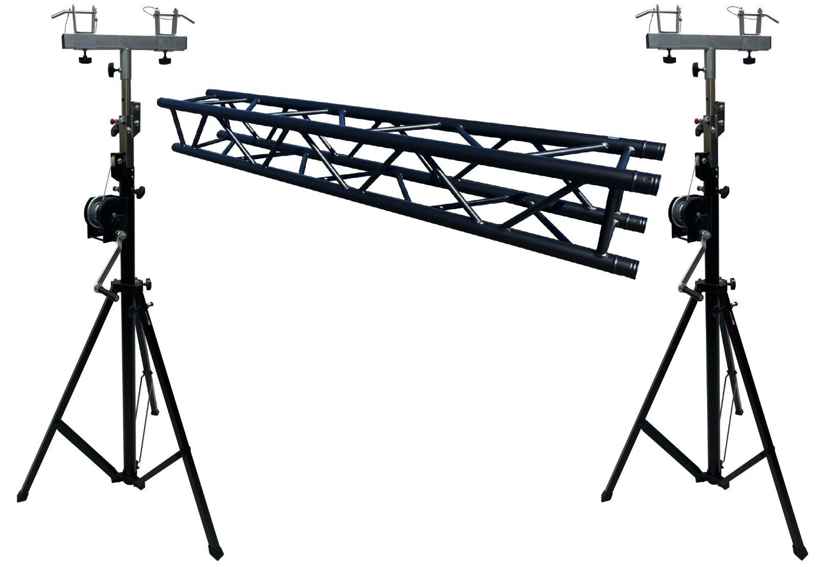 Two (2)x14FT LIGHTING CRANK STANDS 220 LB + Black 2M 6.56 ft. Aluminum 12" Truss
