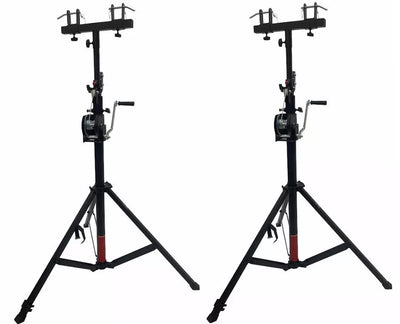 LK-SC14 COMPACT, Two (2)xTRUSS 14FT LIGHTING CRANK STANDS 220 LB & UNIVERSAL T ADAPTER Compact