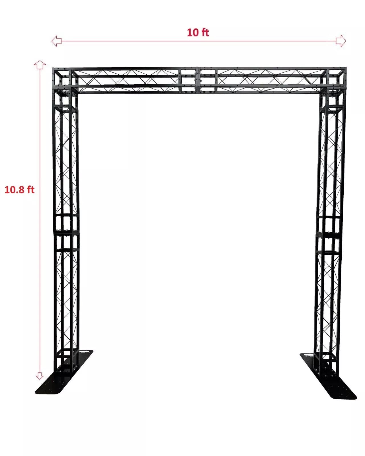 (RENTAL) SQUARE BLACK TRUSS ARCH KIT 10 FT W Mobile 10.8 FT H Portable DJ Lighting System
