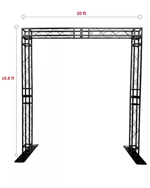 SQUARE BLACK TRUSS ARCH KIT 10 FT W Mobile 10.8 FT H Portable DJ Lighting System