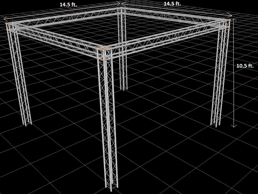 14.5 ft W x 14.5 ft L x 10.5 ft H Aluminum Outdoor Seating Trussing Structure
