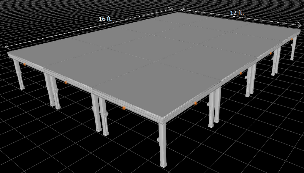 12 ft. x 16 ft. Heavy Duty Aluminum Concert Stage Riser Complete Staging System (192 sq. ft.)
