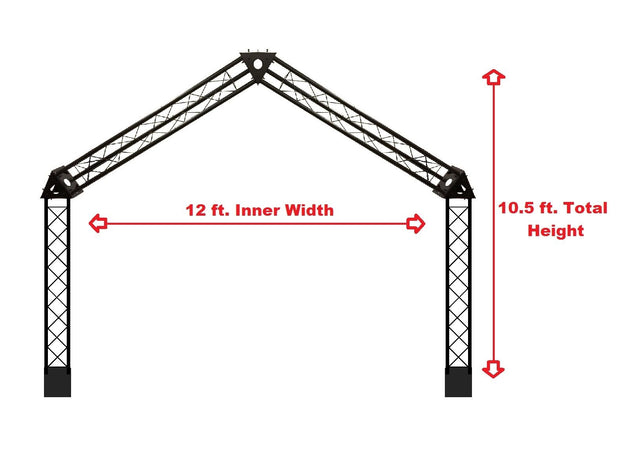 Black Truss Arch Kit 10.5 ft. Height Mobile Portable DJ Lighting System Metal Arch