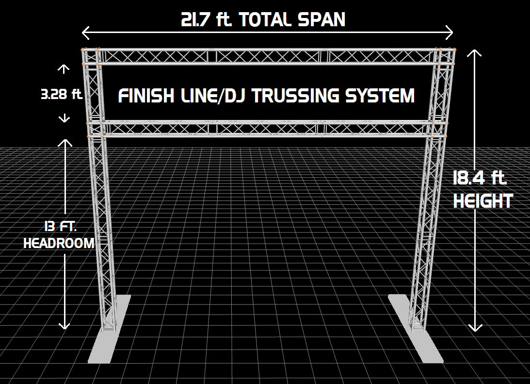 21.7 ft Span Square Aluminum Truss Goal Post System Lights Marathon Finish Line