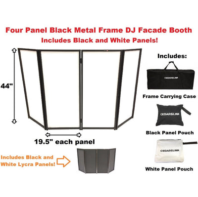 BEAST-4BW (2 Mesh) DJ Event Facade White/Black Scrim Metal Frame Booth+Travel Bag Case
