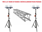 2 Meter 6.56' Aluminum Truss Section With Two 11.6' Crank Up Stands + Adapters
