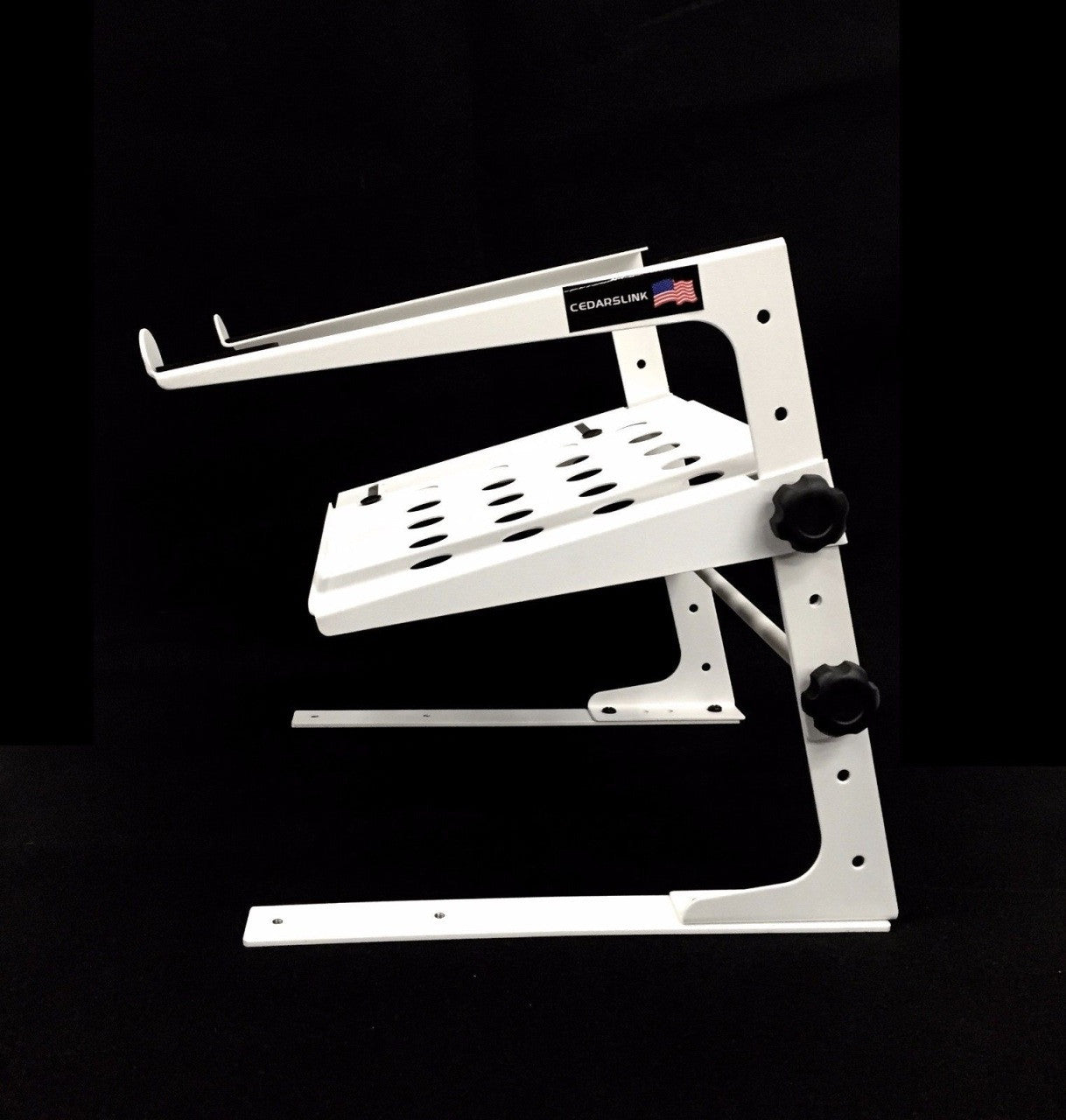 LK-LMS1W White DJ Laptop L Stand With Interface Tray
