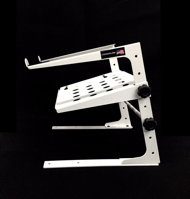 LK-LMS1W White DJ Laptop L Stand With Interface Tray