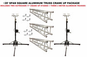 Two 17' Crank Up Stands With Three 6.56' Square Aluminum Truss Segments Package