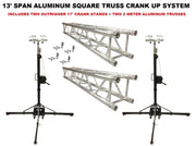 Two 17' Crank Up Stands With Two 6.56' Square Aluminum Truss Segments Package