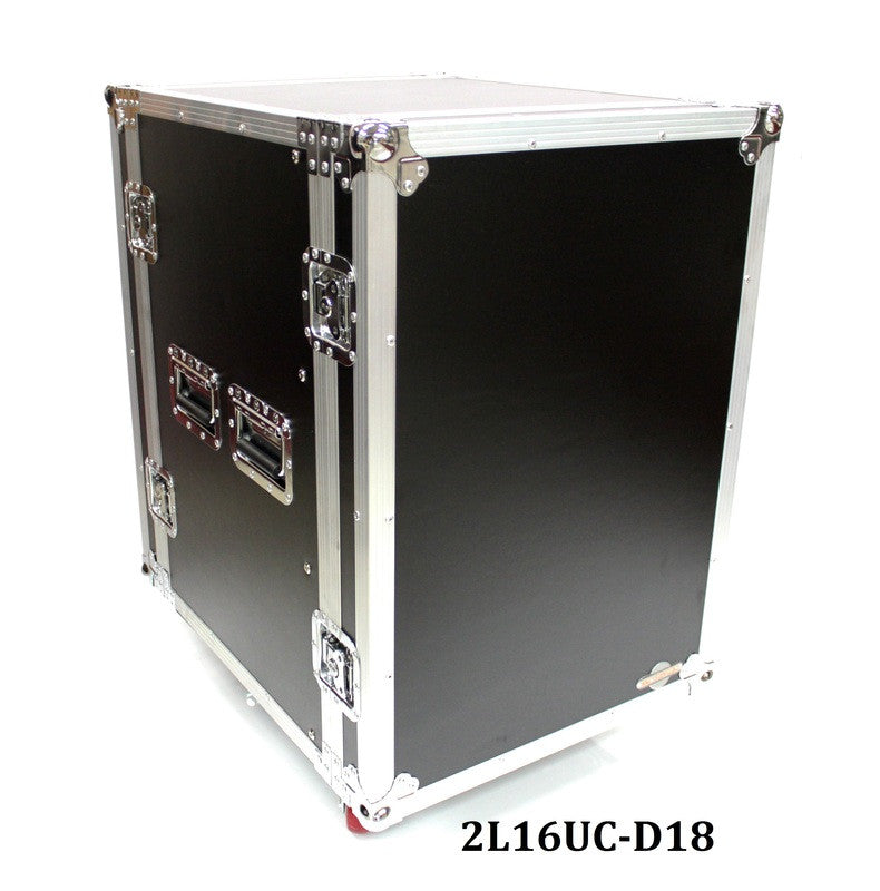 2L16UC-D18 Sixteen U Two Lid Flight Case With Locking Casters