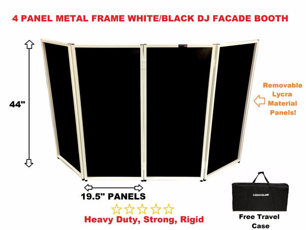 BEAST-4WB DJ Event Facade White/Black Scrim Metal Frame Booth + Travel Bag Case