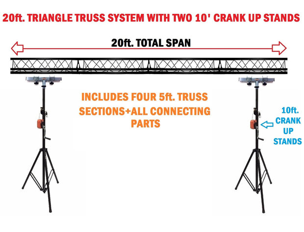 Two 10' Crank Up Stands+Four 5ft. Metal Bolt Connection Triangle Truss Segments