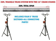 Two 14' Crank Up Stands+Four 5ft. Metal Bolt Connection Triangle Truss Segments