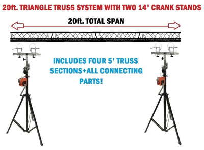 Two 14' Crank Up Stands+Four 5ft. Metal Bolt Connection Triangle Truss Segments