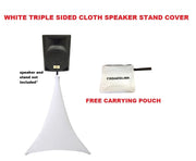 White Triple Sided Cloth Speaker Stand Stretch Tripod Cover, DJ Scrim +FREE Bag