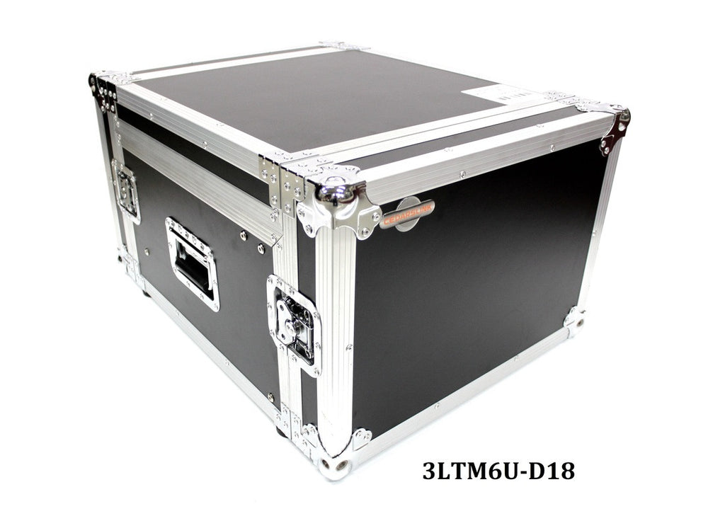 3LTM6U-D18 Six U Three Lid Flight Case With Adjustable Top Rails
