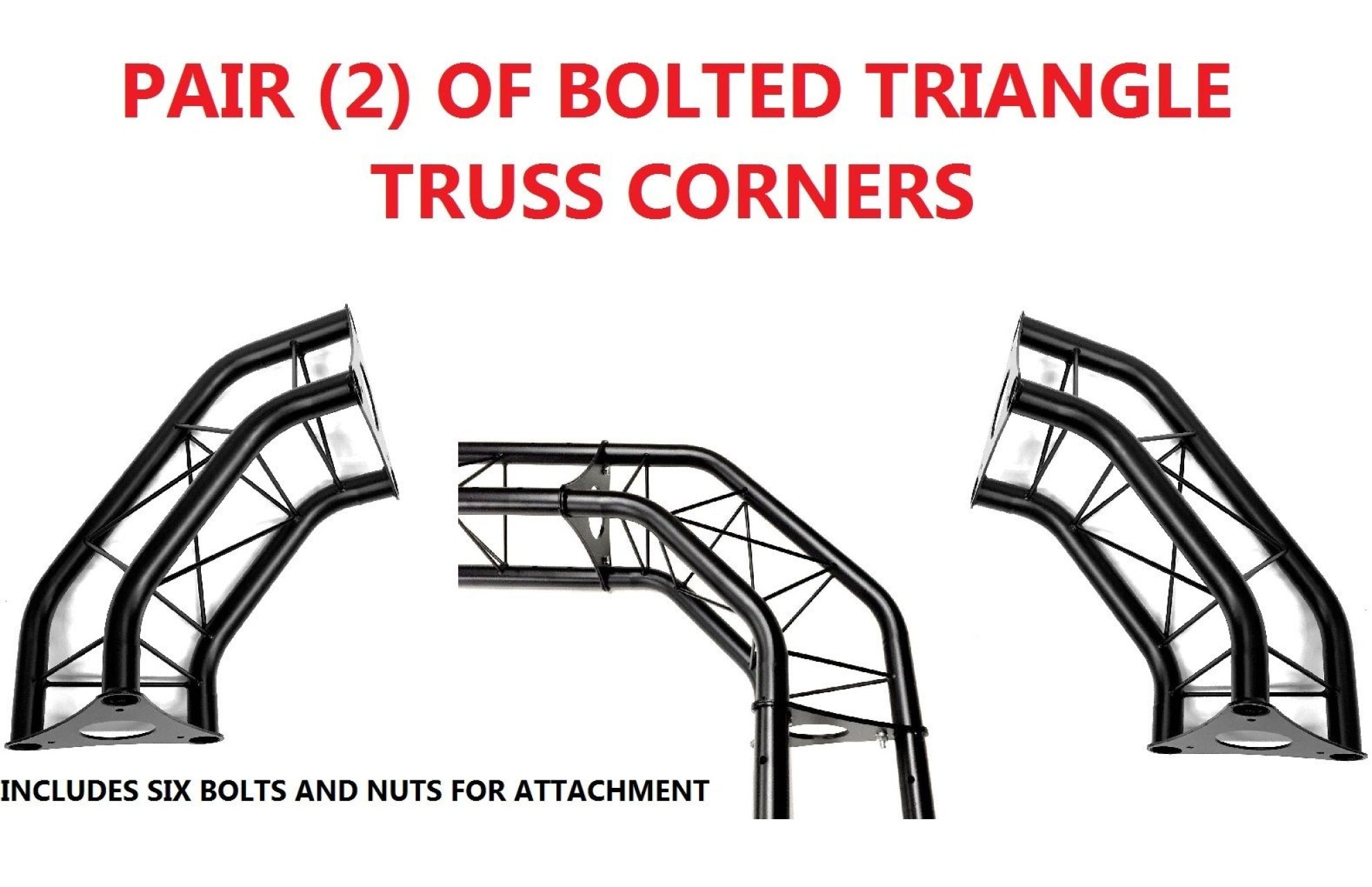 Pair (2) Two Black Metal Corners For Bolted Triangle Trusses DJ Lighting Arch