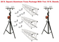Two 14' Crank Up Stands With Three 6.56' Square Aluminum Truss Segments Package
