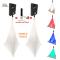 LK-SPMESH-2 2-Pack Tripod Speaker Stand Stretch Covers - Triple Sided DJ Scrims - Spandex DJ Skirts - 3-Sides Perfect for Glow Lighting Effect - WHITE PAIR