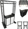 Black Arch Truss Combo Kit 7.6 ft. Height 5 ft. Width+DJ Facade W/40"x20" table Heavy-Duty Truss and B/W DJ Facade All-In-One Combo Kit