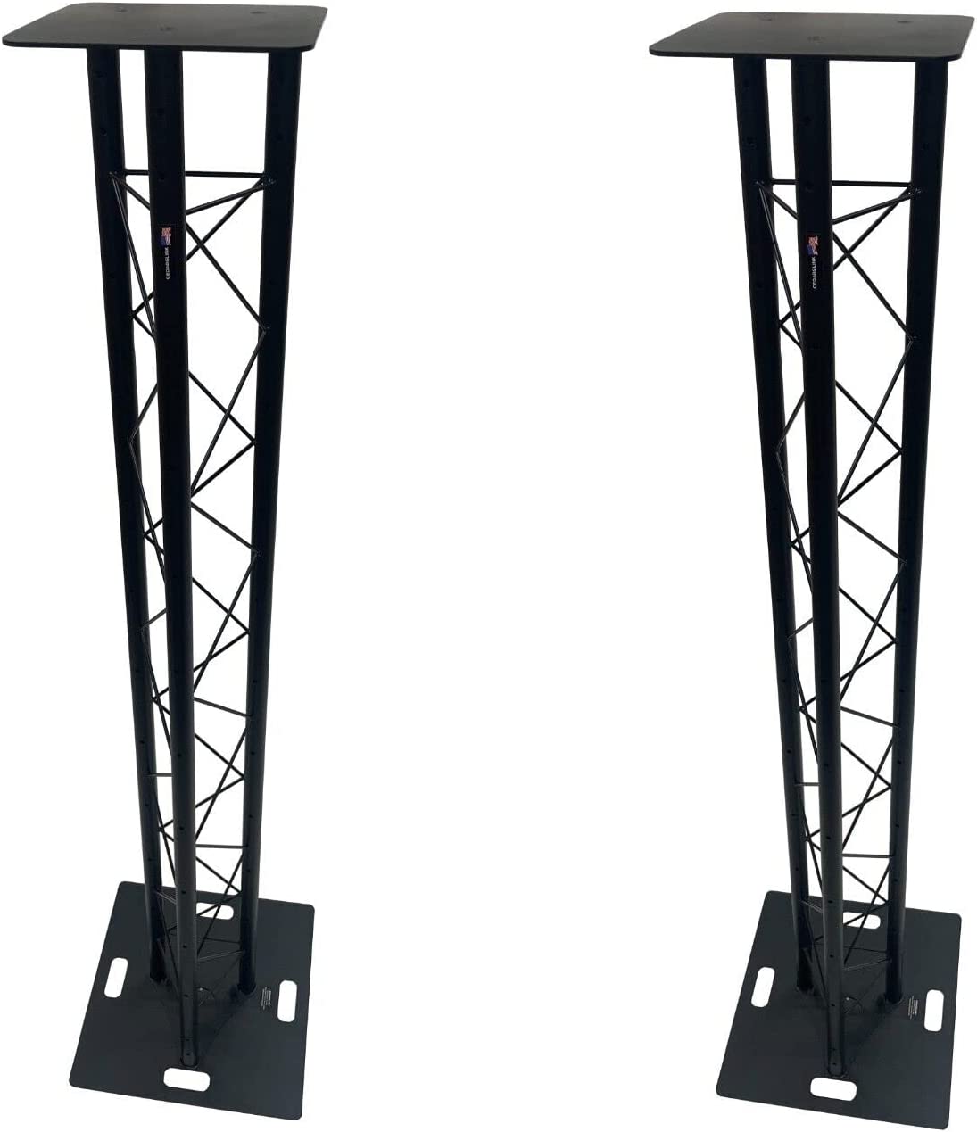 (2) DJ Lighting 6.56 ft 2M Black Bolted Triangle Truss Light Dual Totem System