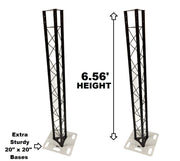 Two (2) Totem 2m 6.56ft Black Triangle Metal Truss Tower + Base Vertical System