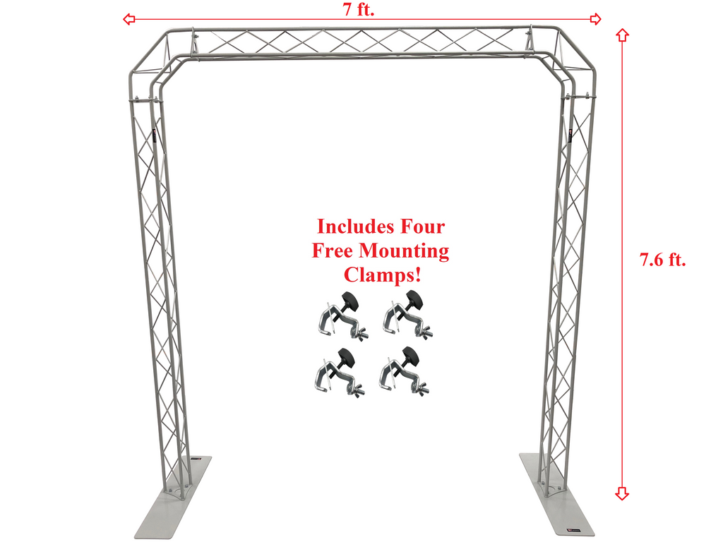 ARCH-SA2 Silver Truss Arch Kit 7.6FT Height Mobile Portable DJ Lighting System Metal Arch