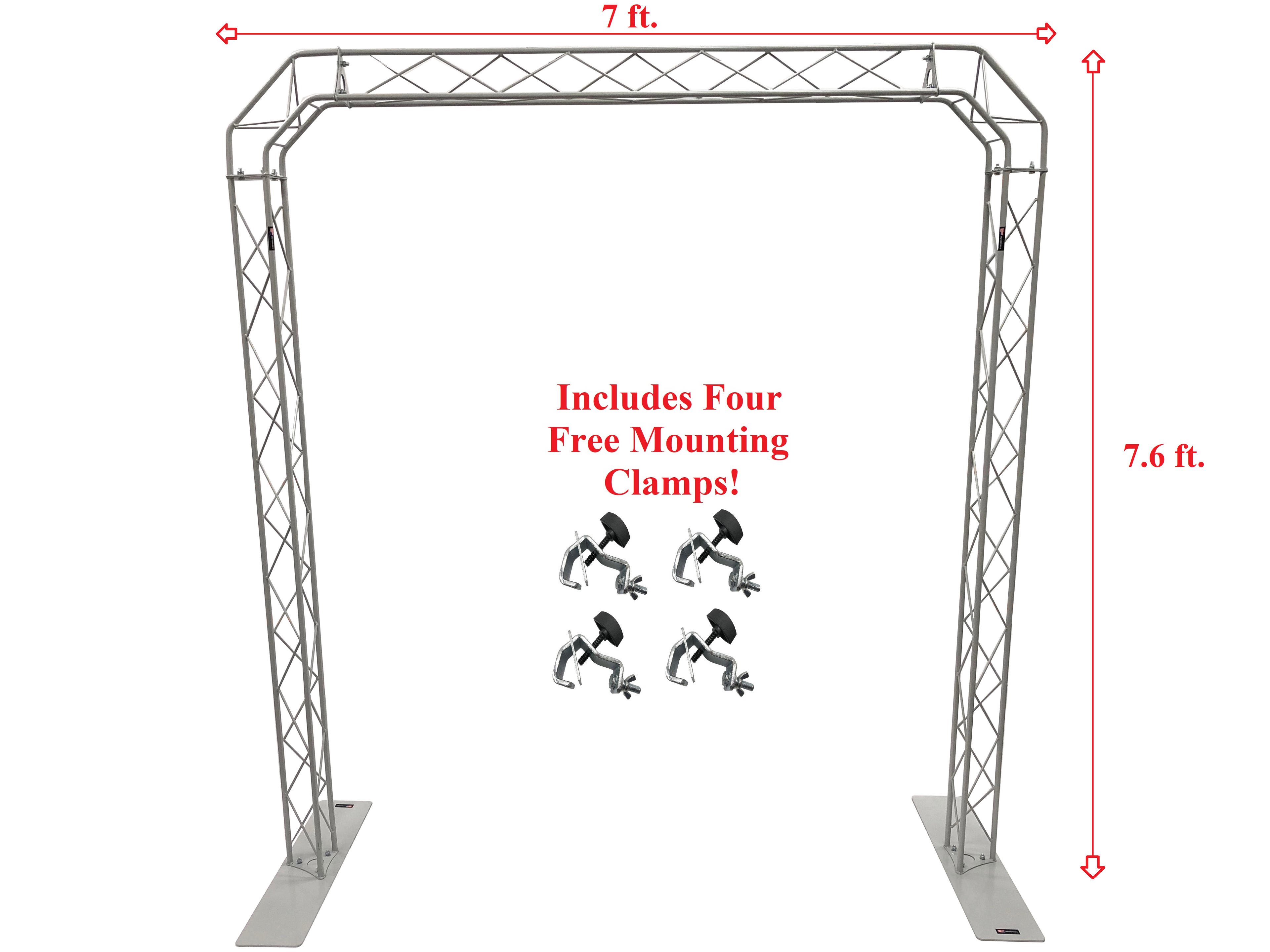 ARCH-SA2 Silver Truss Arch Kit 7.6FT Height Mobile Portable DJ Lighting System Metal Arch