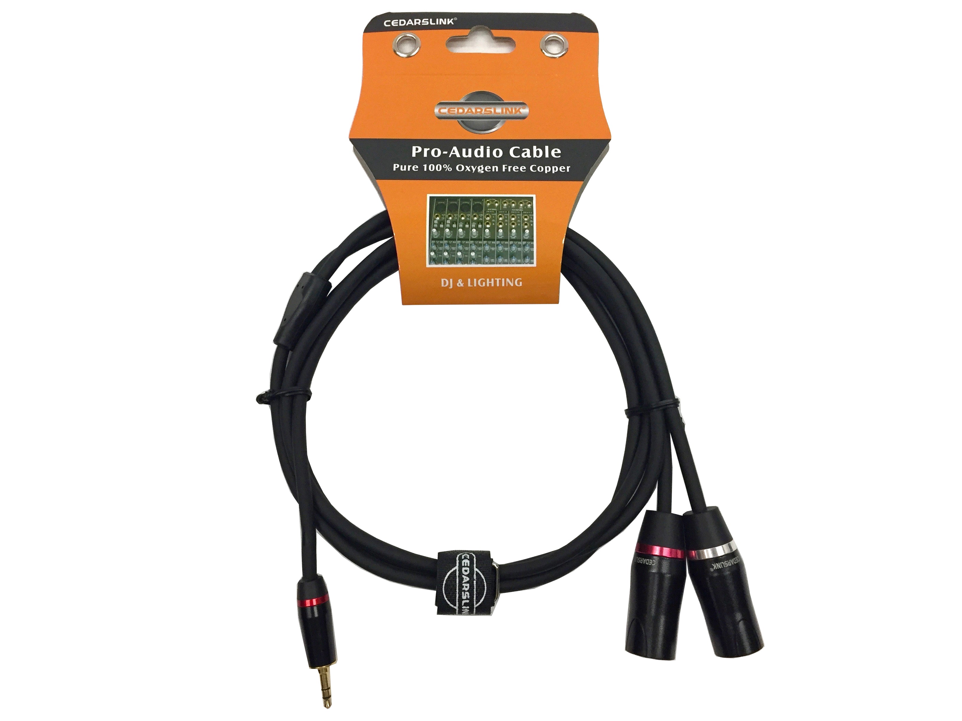 LK-3.5DXLRB-6FT Premium Metal Dual Male XLR-3.5 AUX 100% Copper Cable Shielded