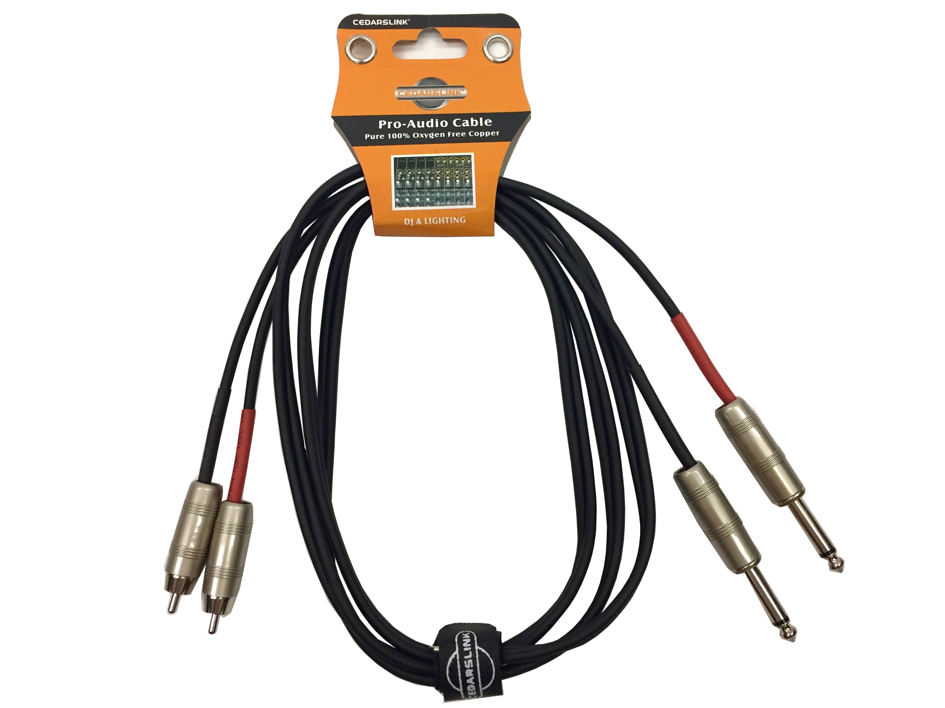 LK-1/4TS to RCAm 6FT Premium Metal Dual 1/4"-Dual RCA 100% Copper Cable Shielded