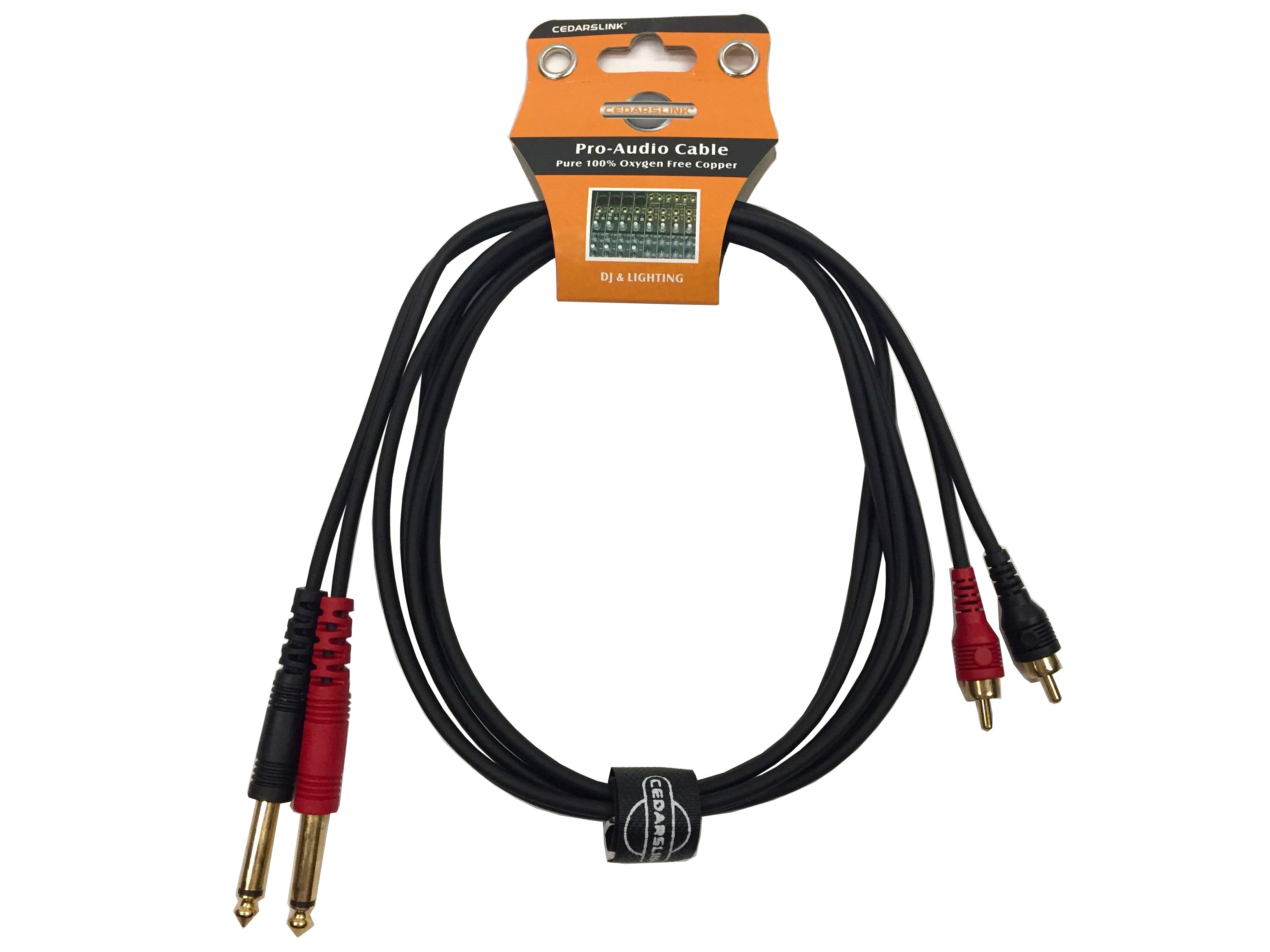 LK-1/4TS to RCAm RED 6FT Premium Dual 1/4"-Dual RCA 100% Copper Cable Shielded
