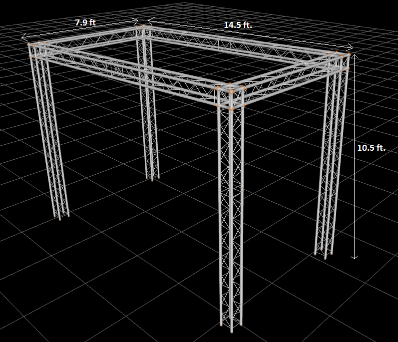7.9 ft W x 14.5 ft L x 10.5 ft H Aluminum Outdoor Seating Trussing Structure